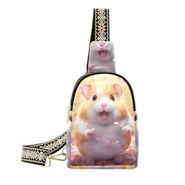 Imagem de CEBUGI Pochete feminina transversal de couro para porquinho-da-índia para caminhadas, viagens ao ar livre