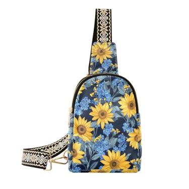 Imagem de CEBUGI Girassol Forget Me pequena bolsa tiracolo de couro para pochete para caminhadas, viagens ao ar livre