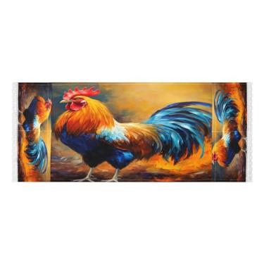 Imagem de Wassud Galo colorido em capas de lavadora e secadora de fogo, protetor de lavadora com sacos de armazenamento, capa de geladeira à prova de poeira com bolsos para lavanderia doméstica, cozinha, 120 x