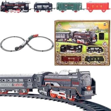 Imagem de Trem de brinquedo com locomotiva que acende e faz barulho, divertido e sonoro