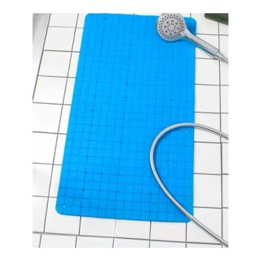 Imagem de Tapete Para Box Antiderrapante com Ventosas Tapete de Banheiro Massageador para os Pés Modelo Retangular (Azul 511)