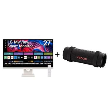 Imagem de Monitor LG MyView Smart  27SR73U-W Tela IPS 4K 27" + Caixa de Som Bluetooth LG xboom Grab by will.i.am - East LA   - 27SR73.GRAB