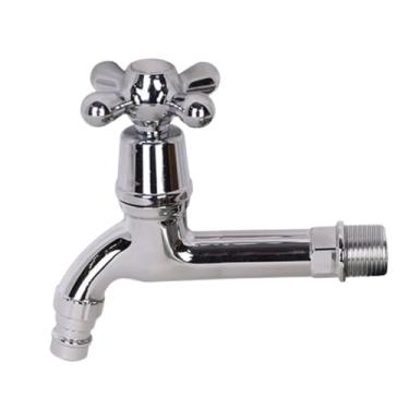 Imagem de Torneira Longa PVC Cromada, 1/2 Polegada, Registro Rotativo, Água Fria, 13cm Altura, 70g, para Lavanderia e Área de Serviço