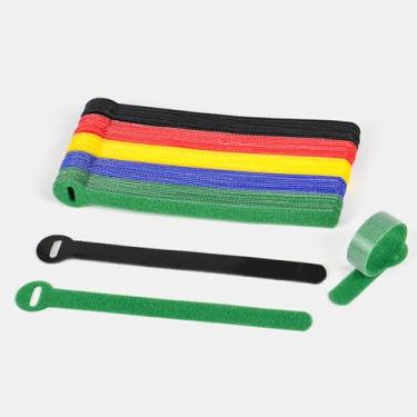 Imagem de FGSAEOR Abraçadeiras organizadoras de cabos, organizador de carregador reutilizável de 10 cm, suporte de fixação de armazenamento de cabos, alças de envoltório de cabo para casa, escritório, fio de mesa e gerenciamento de cabos (pacote com 50 - preto)