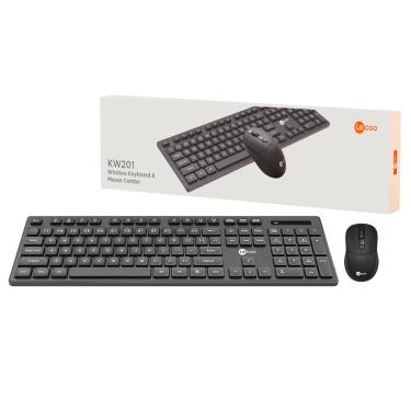 Imagem de Kit Teclado e Mouse Wireless Lecoo, 2.4 GHz, ABNT2, 2400DPI, Preto - KW201