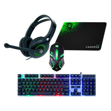 Imagem de Kit Gamer ELG Canopus - Teclado Gamer Led ABNT2 - Mouse 2400 DPI - Mousepad 25x20 - Headset - CGCS41