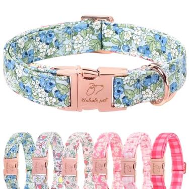 Imagem de Babole Pet Coleira de jardim de mirtilo, coleiras florais para primavera/verão, gola para cães pequenos, médios e grandes, com fivela de metal P