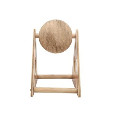 Imagem de Sanpyl Bola de Brinquedo Arranhador de Gato, Estrutura Triangular Estável, Madeira Comprimida Premium + Material de Sisal Amarelo, Design Oco Exclusivo, para Gatos Curiosos, Pequeno (Tamanho Grande)