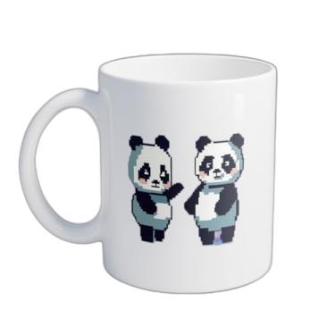 Imagem de Caneca Xícara de Café Porcelana 300ml Com Desenho Vetor De Arte De Pixel Panda