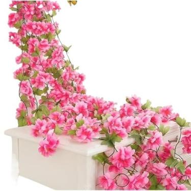 Imagem de Corrente de Flor de Cerejeira Artificial 180cm – Folhagem Sintética Decorativa para Jardim Vertical, Parede e Casamento (4,ROSA)