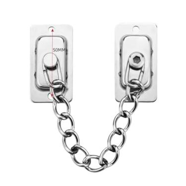Imagem de Corrente de aço inoxidável, corrente de trinco de porta, corrente de porta, kit de corrente de fácil instalação, ferragens domésticas para armários, cercas, alojamento de viagem, portas residenciais