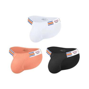 Imagem de Cuecas Masculinas De Algodão Listradas Azul Marinho, Modelo Biquíni Tr