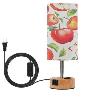 Imagem de Wassud Abajur de mesa de cabeceira de maçãs em aquarela com 3 temperaturas de cor, luminária de mesa moderna com forro de sombra para suporte noturno para sala de estar, quarto, escritório, berçário
