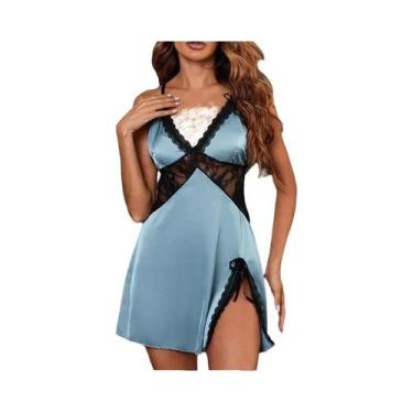 Imagem de Vestido Curto De Renda Em Patchwork Verde Para Mulheres, Camisola Sexy