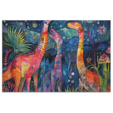 Imagem de Quebra-cabeça de dinossauros mágicos exóticos adultos 1000 peças, presentes de elefante branco, quebra-cabeças engraçados e difíceis, pintura de belas artes