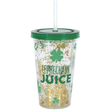 Imagem de Unique Copo de plástico de parede dupla Leprechaun Juice Green Shamrock, 473 ml (1 unidade) - Utensílios de bebida duráveis e charmosos para o dia de São Patrício e eventos ao ar livre