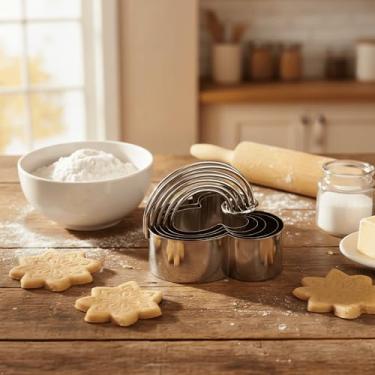Imagem de Conjunto de cortadores de biscoito de rato com alça 5 peças de aço inoxidável ferramentas profissionais de massa para bolos