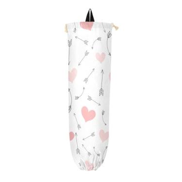 Imagem de Suporte de saco plástico corações e flechas, suportes de saco plástico para sacos de mercearia suporte de parede, organizadores de sacos de plástico