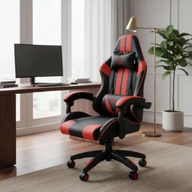 Imagem de Cadeira Gamer Ergonômica Escritório Reclinável Ajustável Profissional Confortável Rodinha Apoio