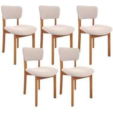 Imagem de Kit 05 Cadeiras Para Sala de Jantar Cozinha Living Estofada Dara L02 Suede Bege - Lyam Decor