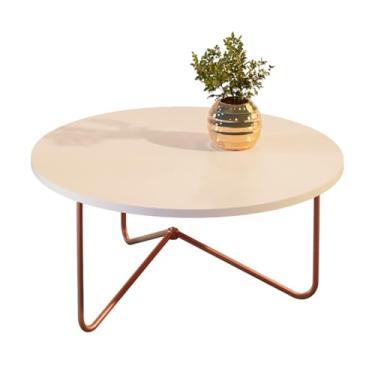 Imagem de Mesa de Centro ou Lateral Com Pé de Ferro Maciço Linha Para Sala ou Decoração (OFF/BRONZE)