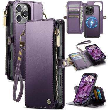 Imagem de ZipFoldy Capa carteira magnética para iPhone 16 Pro Max [compatível com Magsafe] [Suporte de cartão com bloqueio de RFID] [zíper] Alça removível à prova de quedas capas de celular para iPhone 16 Pro