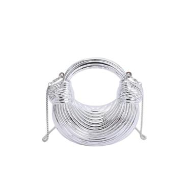 Imagem de changes girl Bolsa feminina de luxo de designer de acrílico mini crescente, bolsa de mão tiracolo com corrente, Prateado, One Size, Macio