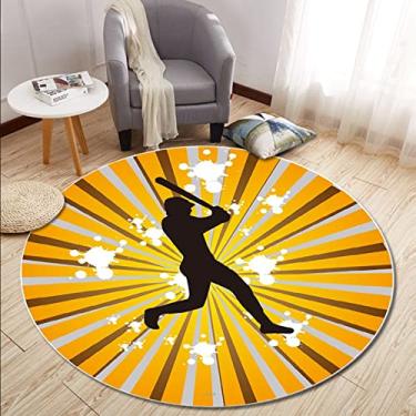 Imagem de Tapete redondo de beisebol musical ultra macio toque moderno tapetes abstratos laváveis pequenos tapetes redondos para quarto sala de estar, D, diâmetro 180 cm