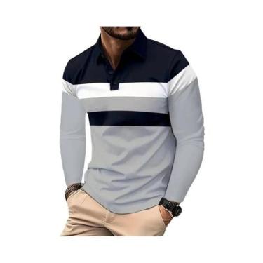 Imagem de Camisa Polo Masculina De Manga Longa Grande E Respirável Com Gola, Cam