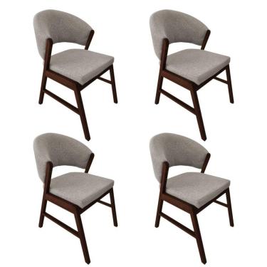 Imagem de Kit 4 Cadeiras De Jantar Madeira Maciça Débora Linho Premium Castanho;Bege Linho