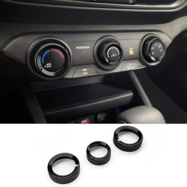 Imagem de JUIVEEL 3 peças alumínio ar condicionado botão botão capa A/C controle central botão botão botão proteção compatível com Kia Forte 2019-2024 K3 acessórios (preto)