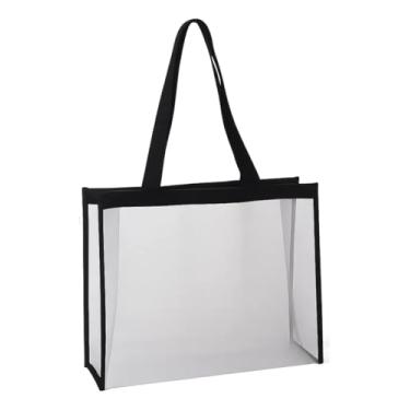 Imagem de Bolsa Sacola Praia Transparente Grande Feminina Para Passeio (Transparente/Preto)