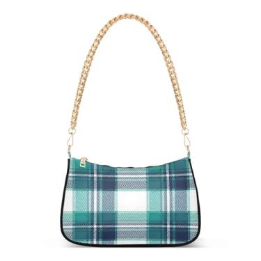 Imagem de Bolsa de ombro xadrez clássica de corrente de ombro, bolsa Hobo feminina com grande capacidade, bolsa clutch estilosa para o dia a dia