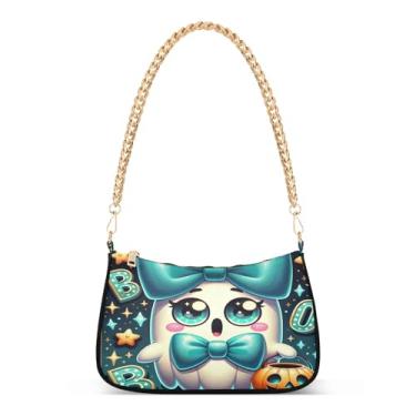 Imagem de Bolsa de ombro de corrente verde fofa de desenho animado de Halloween, bolsa feminina Hobo, bolsa média moderna para uso diário e festa