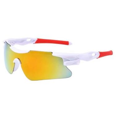 Imagem de Óculos De Sol Esportivos Coloridos Unissex, Lente Com Proteção UV 400 Ciclismo Atividades Ao Ar Livre (Amarelo com Hastes Brancas)