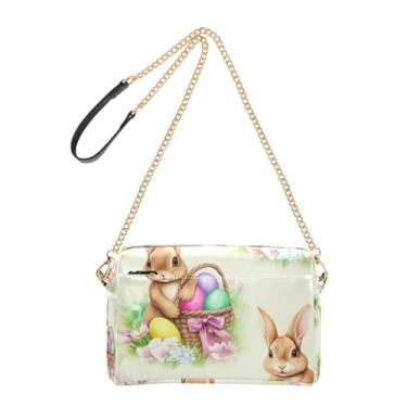 Imagem de Joitme Bolsa tiracolo feminina bolsa de celular fofa coelhinhos da Páscoa ovos alça de couro PU bolsa de ombro