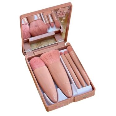 Imagem de Kit de Pincéis de Maquiagem Portátil - Compacto 5 Pincéis Travel Size | Cerdas Macias para Retoques, Contorno, Blush, Sombra e Base | Beleza Elegante e Prática para Viagens e Dia a Dia