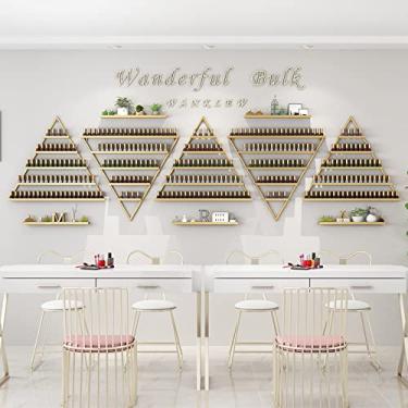 Imagem de Prateleiras de armazenamento de esmalte de parede de metal para produtos domésticos, caixa de armazenamento de esmalte de ferro forjado de 5 camadas, prateleira de exibição triangular com combinação