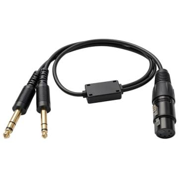 Imagem de Akoree Adaptador XLR de 5 pinos para conector de plugue duplo GA para fone de ouvido Airbus Aviation