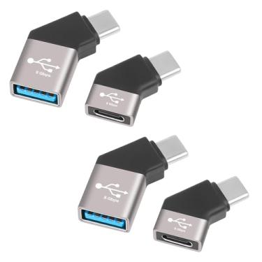 Imagem de Pacote com 4 adaptadores USB-C para USB, [design angular de 45 graus, uso lado a lado] 2 x USB C 3.1 macho para fêmea e 2 conectores conversor USB C 3.1 macho para USB A fêmea OTG suporta carregamento