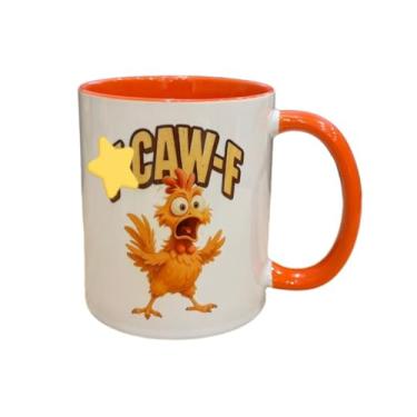 Imagem de ZUMWORGION Caneca de café de frango F-Caw-F, caneca de frango F Caw F de cerâmica 340 g, presentes sarcásticos, galo atrevido, presente de mordaça de elefante branco