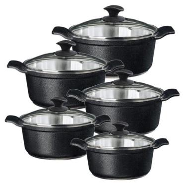 Imagem de Jogo Panela Preto Craqueado Alumínio Usinado Javali AA 16a24