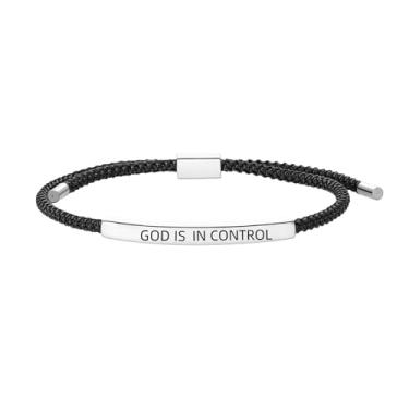 Imagem de KHKINDPRO Pulseira God Is In Control, God Is First Im Second Pulseira Motivacional Ajustável Inspiradora Versículos da Bíblia Trançada Presentes de Natal, Adjustable, Aço inoxidável, Sem Pedra