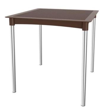 Imagem de Mesa de Cozinha Quadrada Atto Rattan Pés em Alumínio Chocolate - I''m 