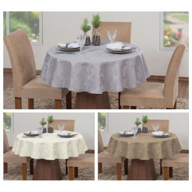 Imagem de Kit 3 Toalhas De Mesa Luxo Redonda 4 Lugares Sala Jantar Jacquard - Ra