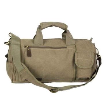 Imagem de Bolsa Pequena Mala Viagem Mão Lona Preta Palha R033 - KVN