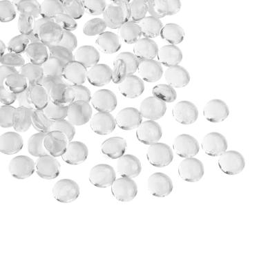 Imagem de UU UNIHOM Contas de vidro planas transparentes para vaso, 50 peças, pedras de água para decoração de aquário, pedrinhas de vidro para centro de mesa de Natal, festa de casamento, velas flutuantes
