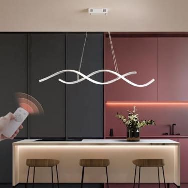 Imagem de Luminária pendente LED moderna e regulável para mesa de jantar, ilha de cozinha, com design criativo em espiral, controle remoto e altura ajustável para sala de estar, escritório ou bar (bra