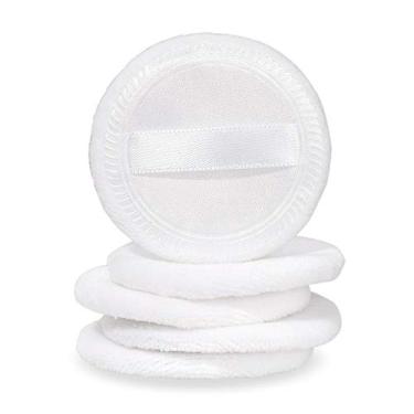 Imagem de Semme Sopro de pó de 5 Peças, Sopro de Maquiagem de Algodão Macio Com Penugem Curta Fina para pó Solto, Corpo e Rosto, Adsorção Forte, Fita Artificial (Branco)