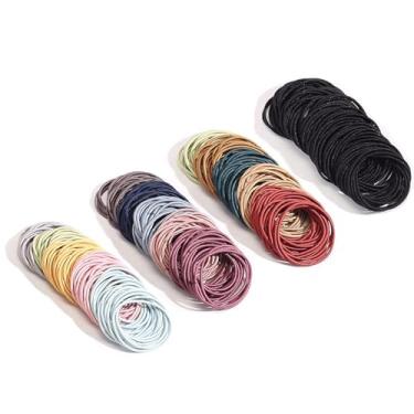 Imagem de 400 peças de laços elásticos de cabelo finos de 2 mm para mulheres e meninas prendedores de rabo de cavalo elásticos coloridos para cabelo a granel (misto)